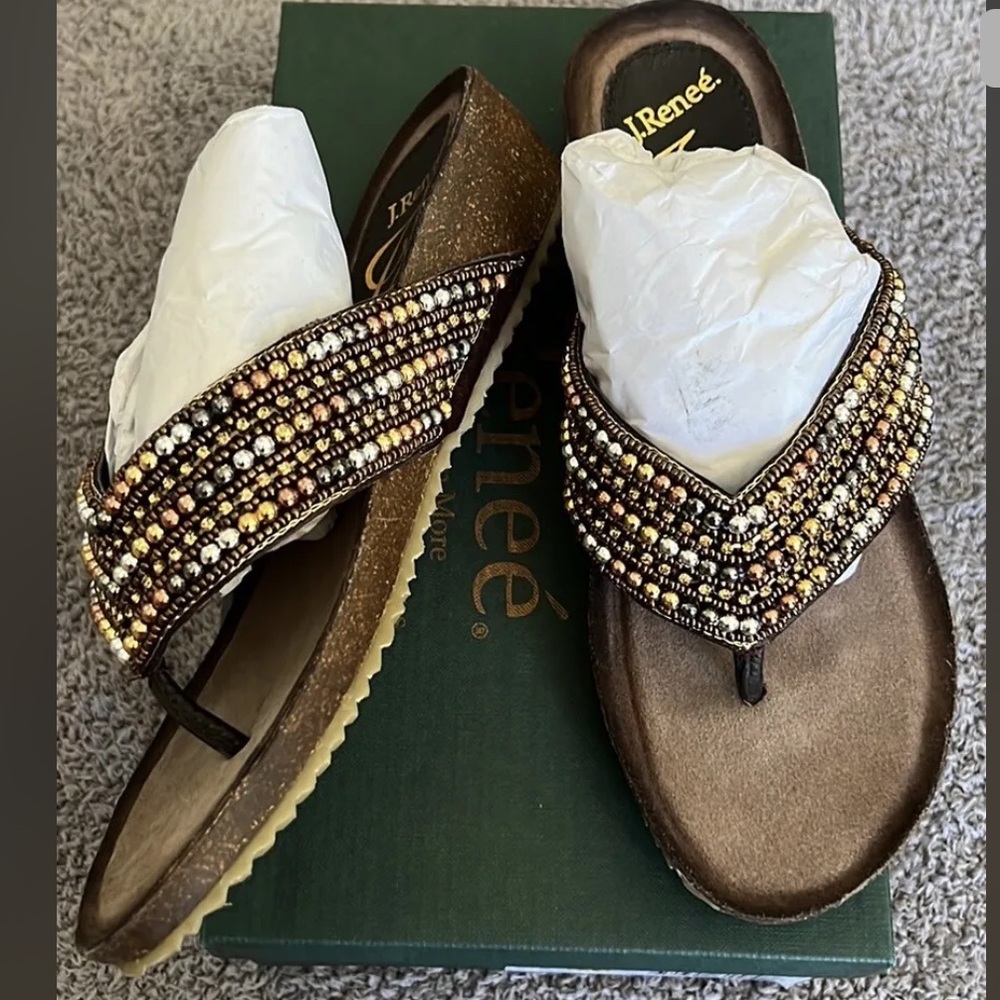 J.Renee Opuna Jeweled sandals NIB